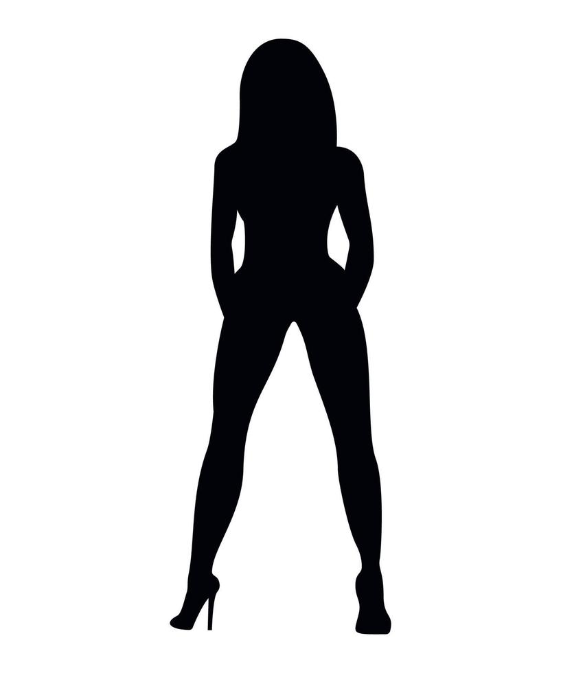 illustration vectorielle de silhouettes noires de bodybuilder féminin vecteur