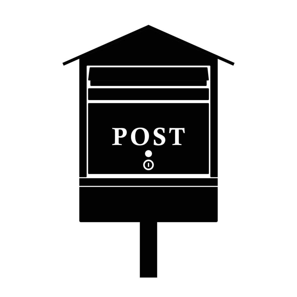 silhouette de boîte aux lettres. élément de design icône noir et blanc sur fond blanc isolé vecteur