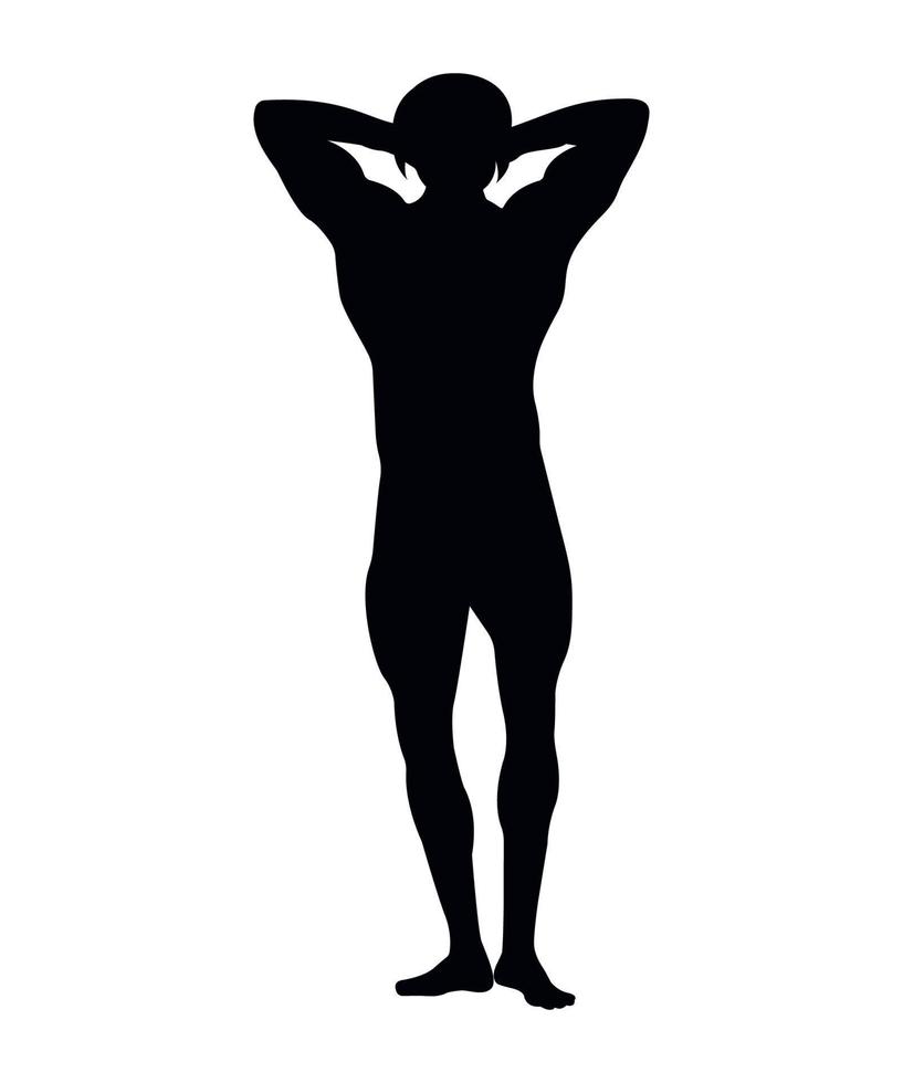 illustration vectorielle de silhouettes noires de bodybuilder féminin vecteur