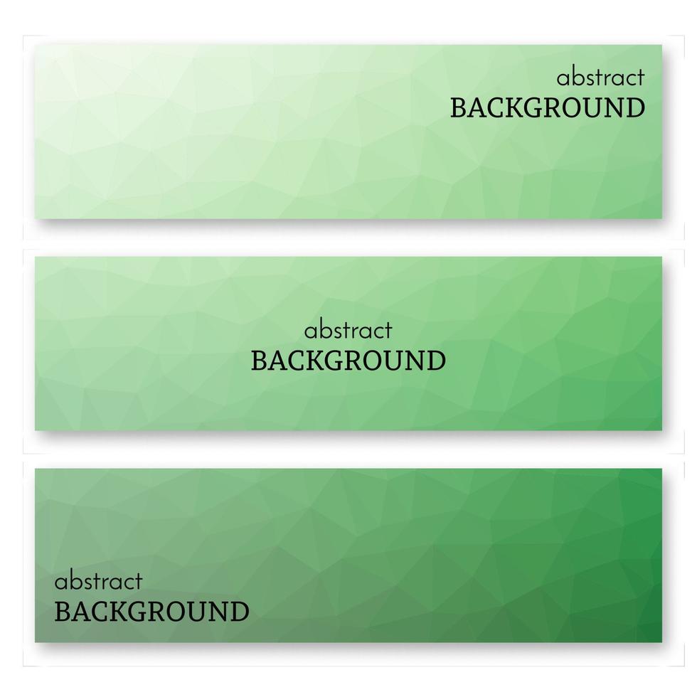 ensemble de trois bannières vertes dans un style art low poly. arrière-plan avec place pour votre texte. illustration vectorielle vecteur