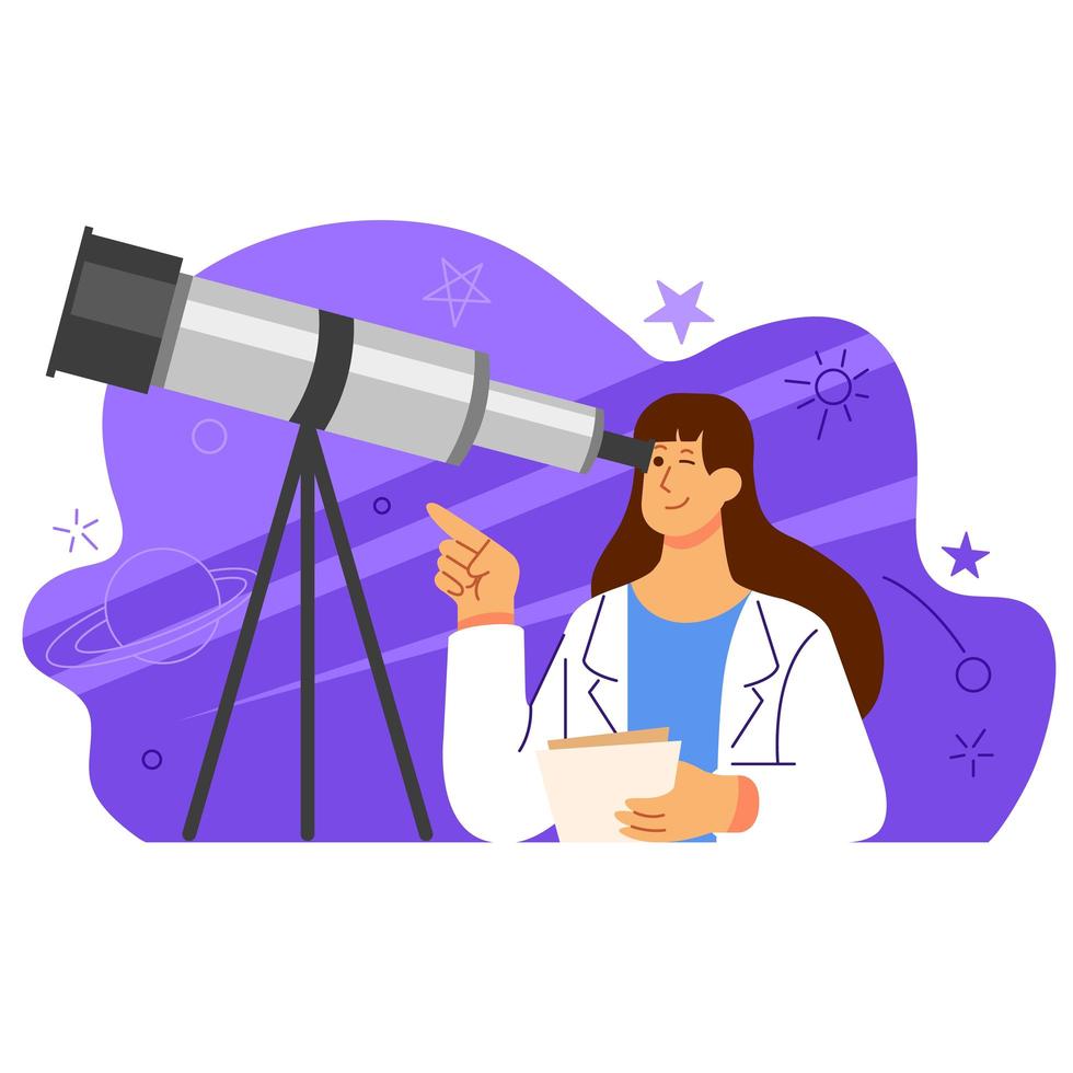illustration de personnage de scientifique astronomie féminine vecteur