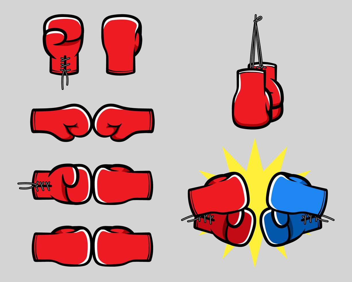 collection de main de dessin animé de gant de boxe vecteur