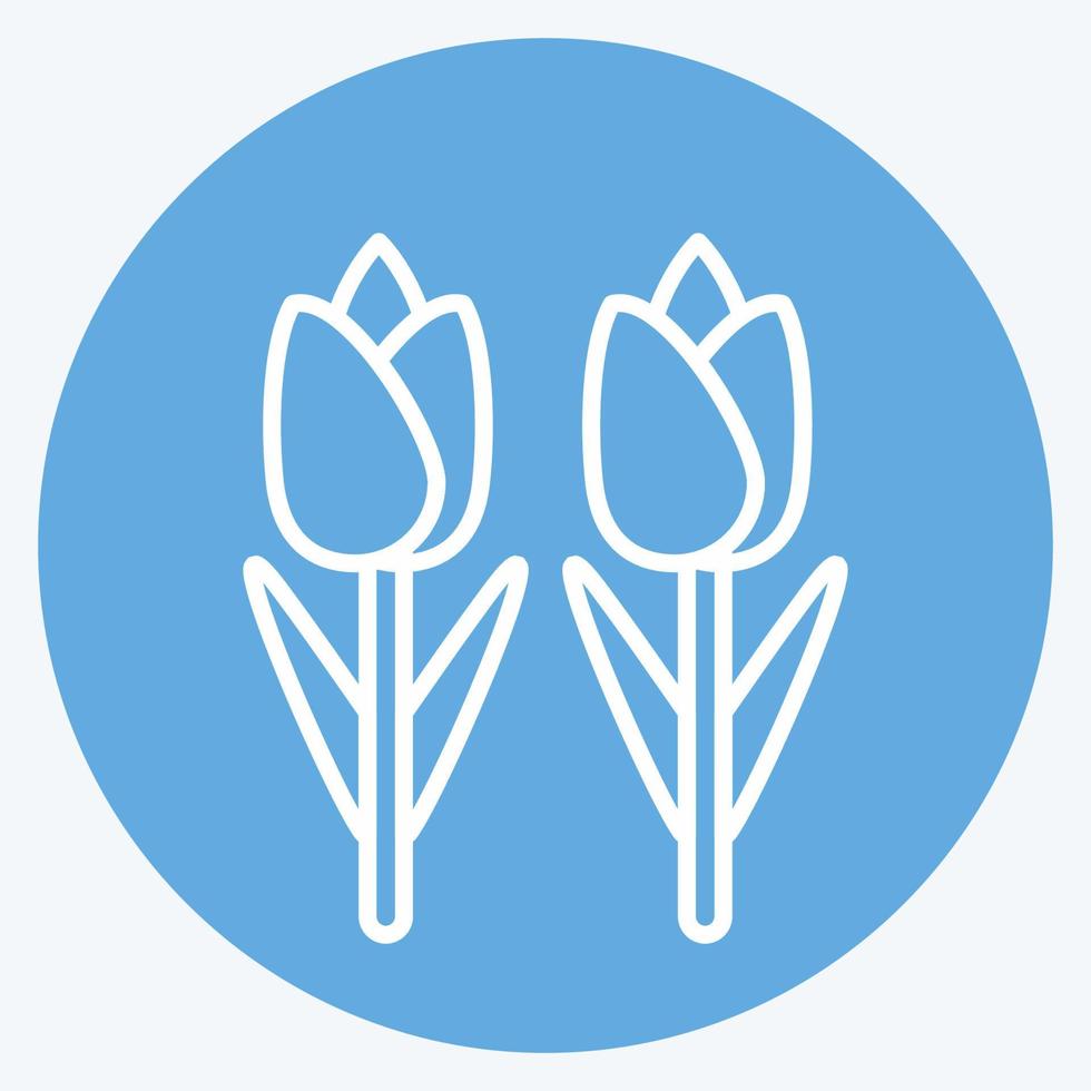 icône tulipes. lié au symbole de l'environnement. façon yeux bleus. simple illustration. conservation. Terre. faire le ménage vecteur