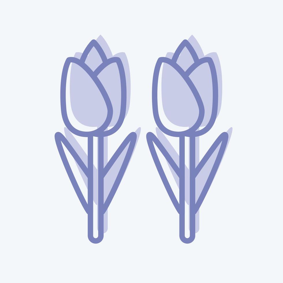 icône tulipes. lié au symbole de l'environnement. style bicolore. simple illustration. conservation. Terre. faire le ménage vecteur