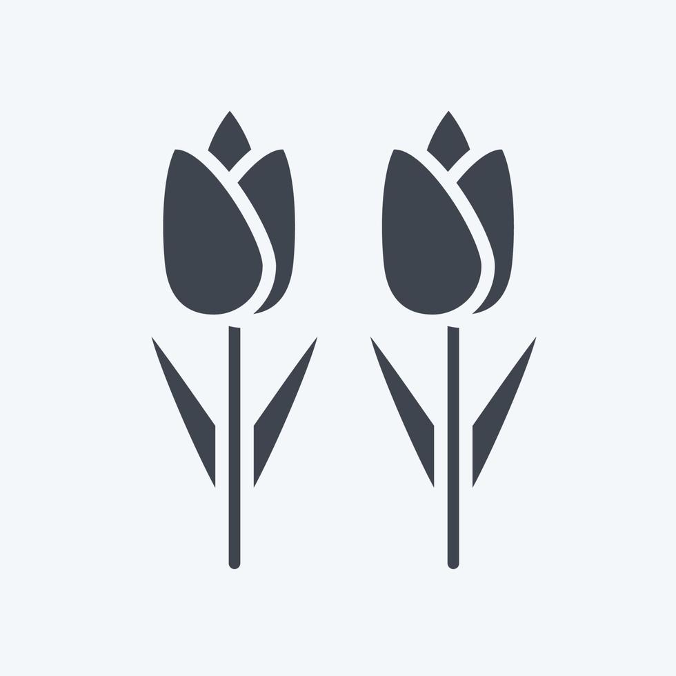 icône tulipes. lié au symbole de l'environnement. style de glyphe. simple illustration. conservation. Terre. faire le ménage vecteur