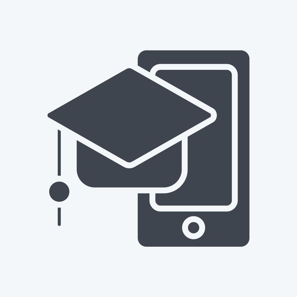 icône apprentissage mobile. lié au symbole de l'éducation. style de glyphe. conception simple modifiable. simple illustration vecteur