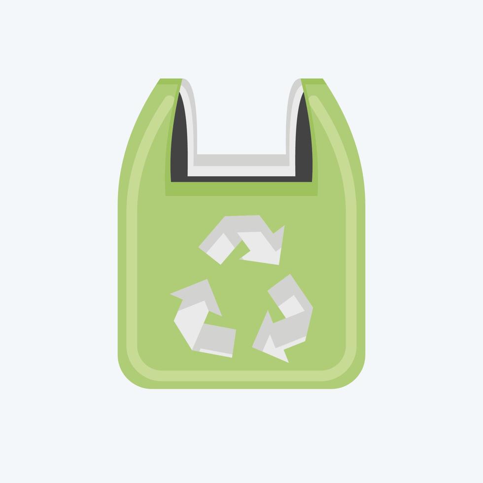 icône sac en plastique recyclé. lié au symbole de l'environnement. style plat. simple illustration. conservation. Terre. faire le ménage vecteur
