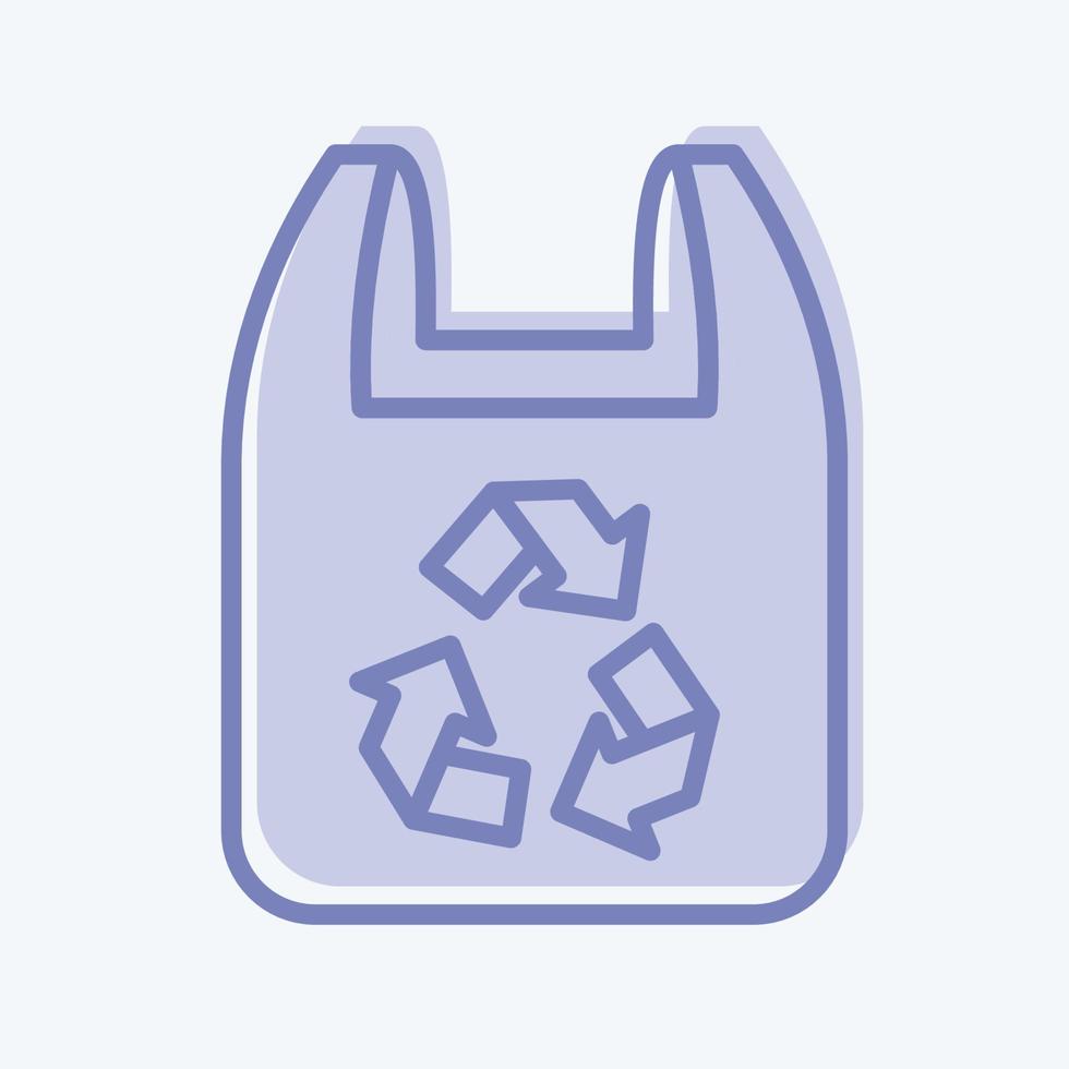 icône sac en plastique recyclé. lié au symbole de l'environnement. style bicolore. simple illustration. conservation. Terre. faire le ménage vecteur