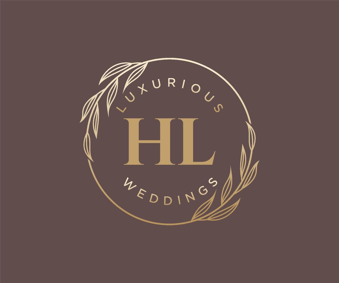 hl initiales lettre modèle de logos de monogramme de mariage, modèles minimalistes et floraux modernes dessinés à la main pour cartes d'invitation, réservez la date, identité élégante. vecteur