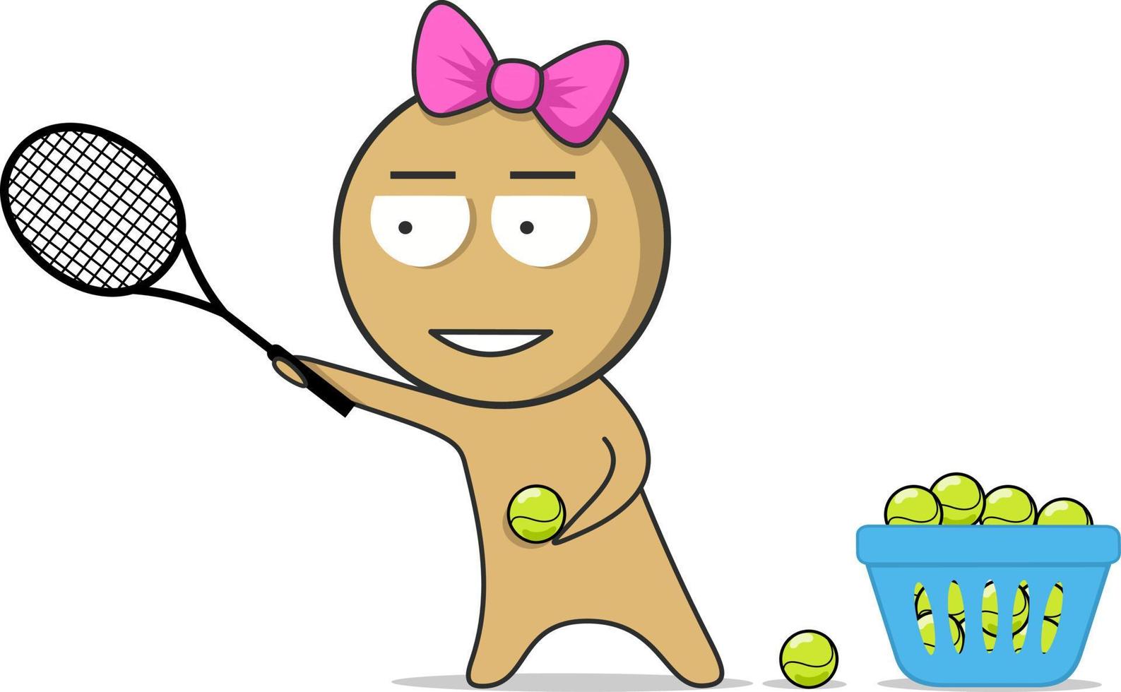 fille avec une raquette de tennis dans ses mains joue au tennis vecteur