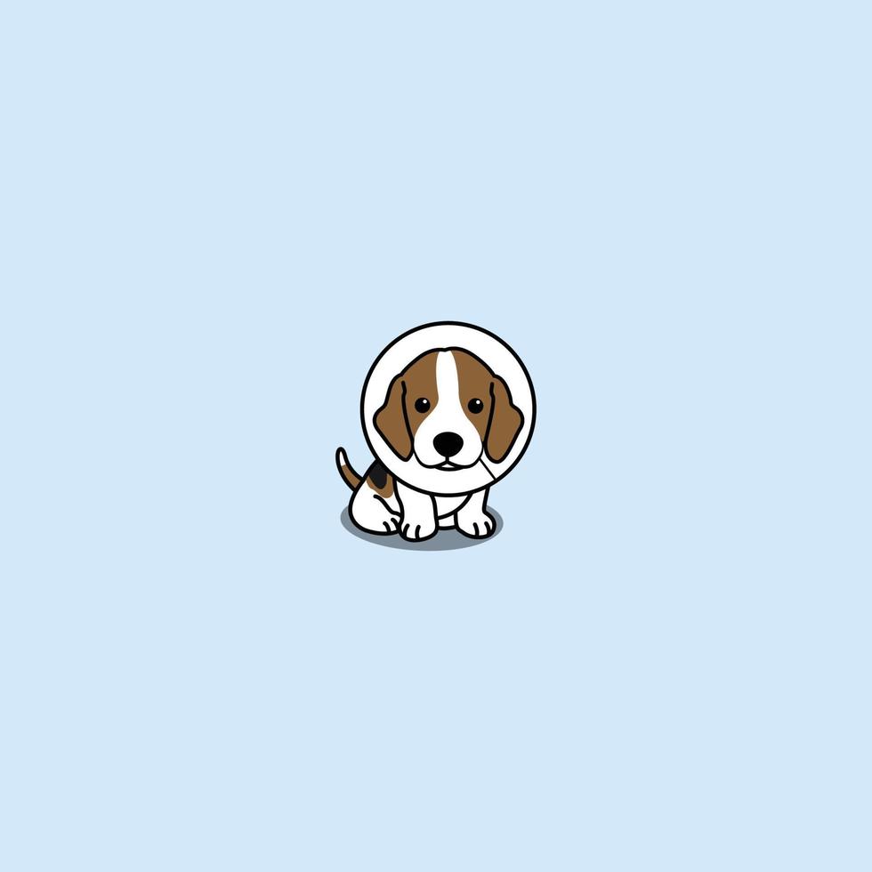 Chiot beagle mignon avec dessin animé col élisabéthain, illustration vectorielle vecteur