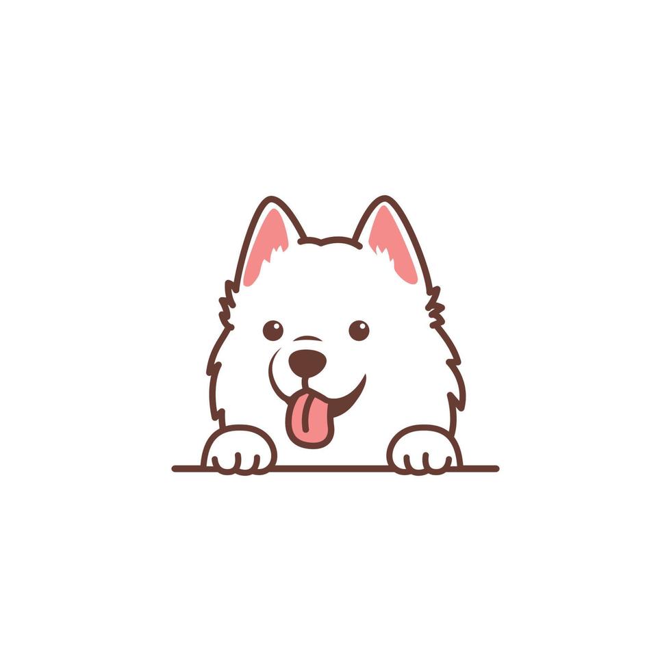 dessin animé mignon chien samoyède, illustration vectorielle vecteur