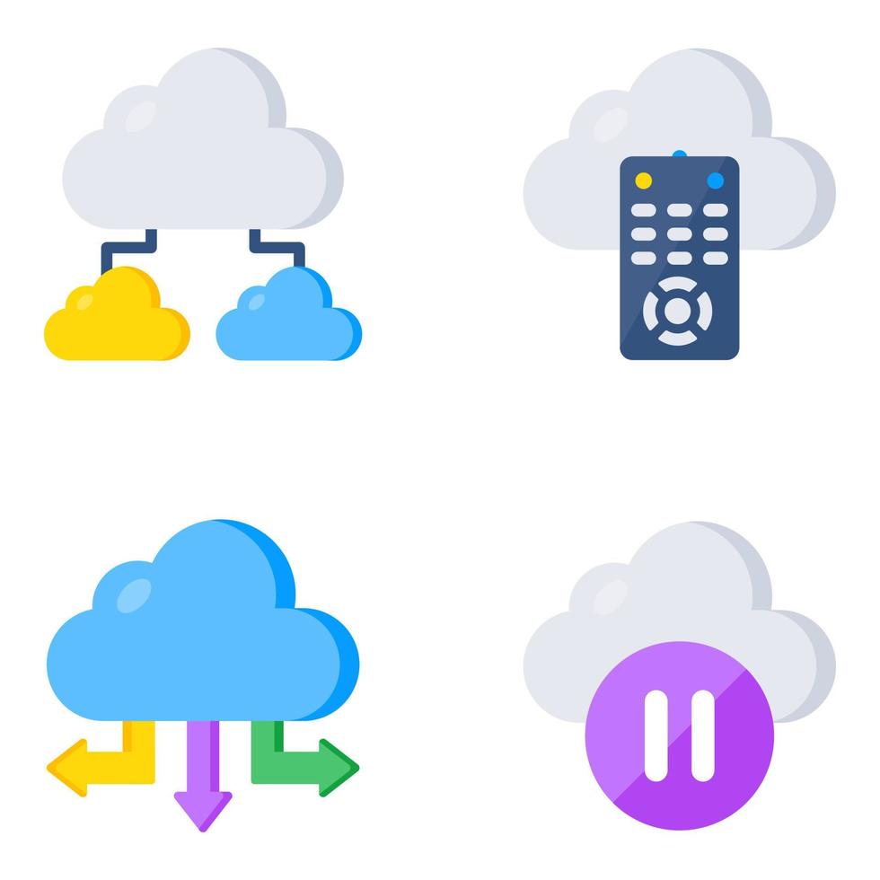 pack d'icônes plates de cloud computing et de stockage vecteur