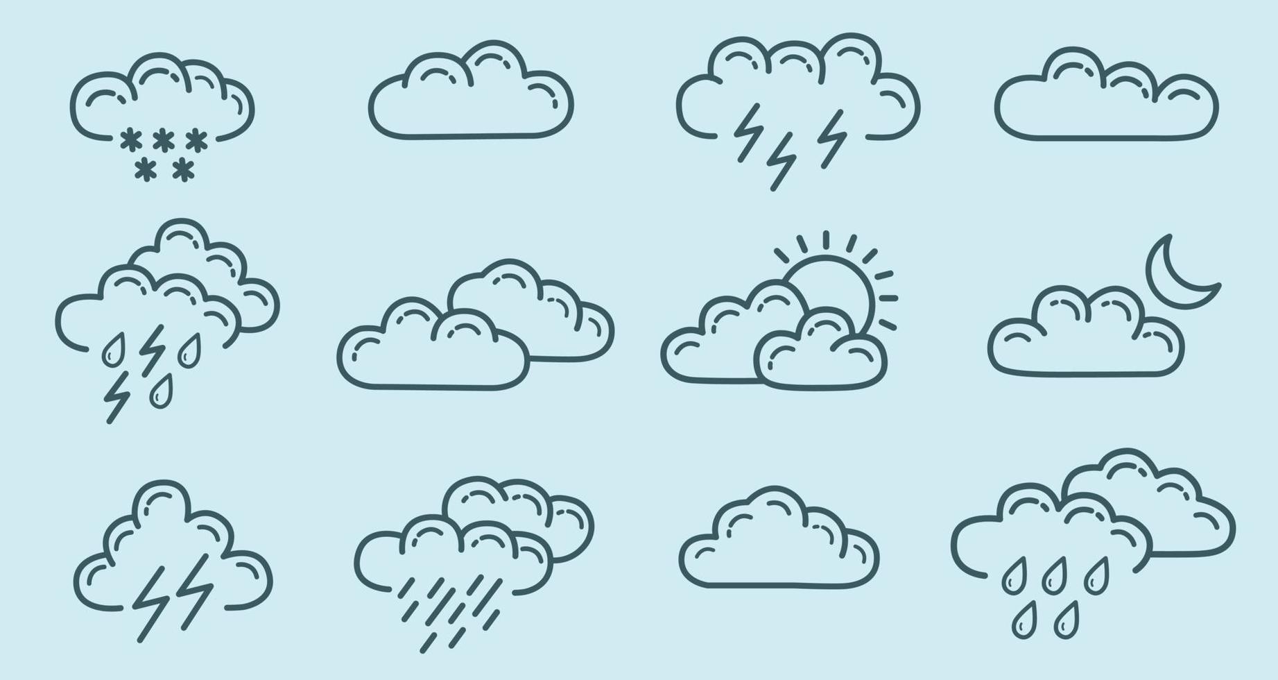 icônes météo, météorologie. prévision de l'état du ciel. illustration vectorielle vecteur