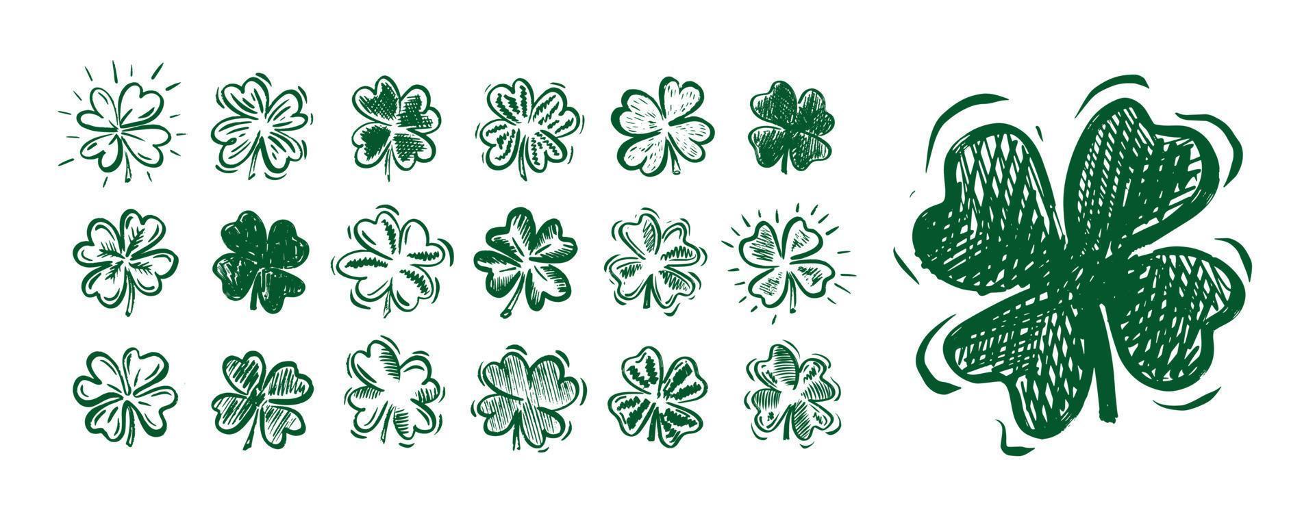 saint patricks day, trèfle, illustrations dessinées à la main vecteur