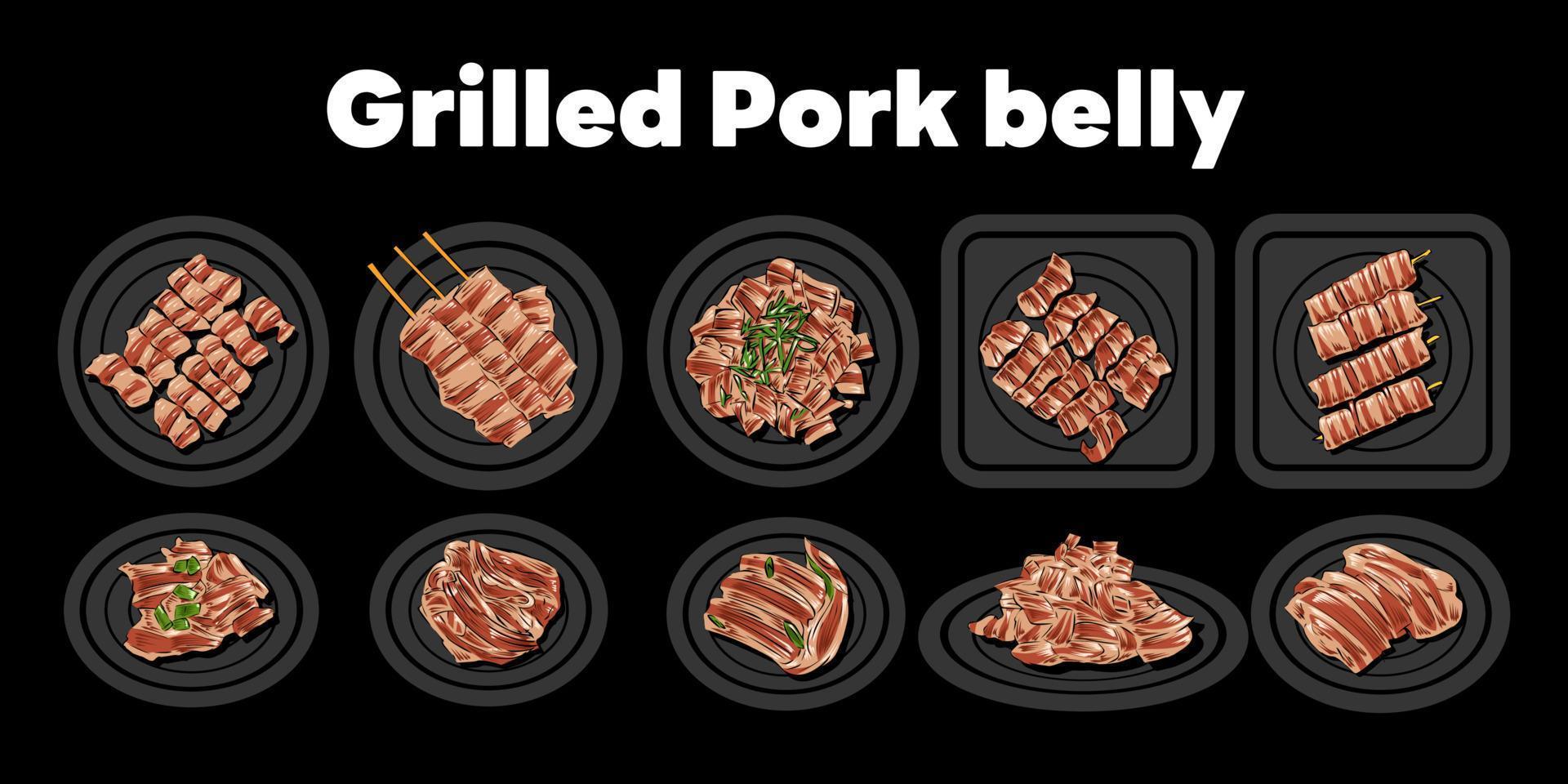 ventre de porc grillé vector set collection graphisme clipart design