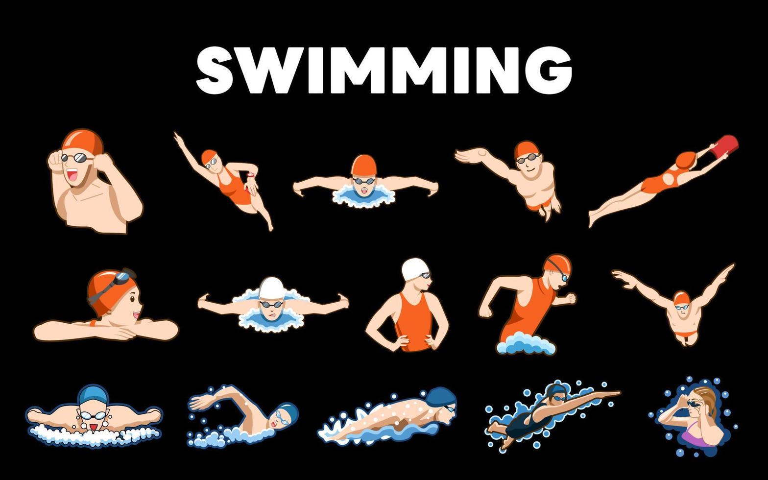 conception de clipart graphique vectoriel de natation