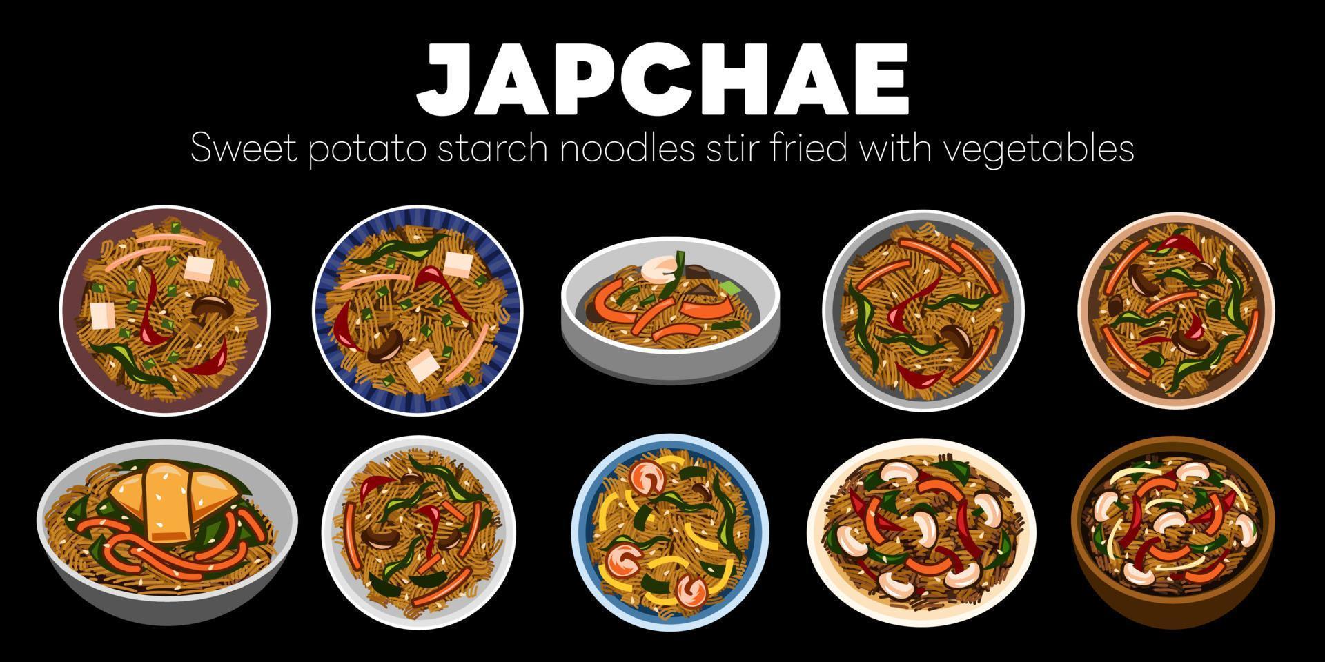 japchae vector set collection graphisme clipart design