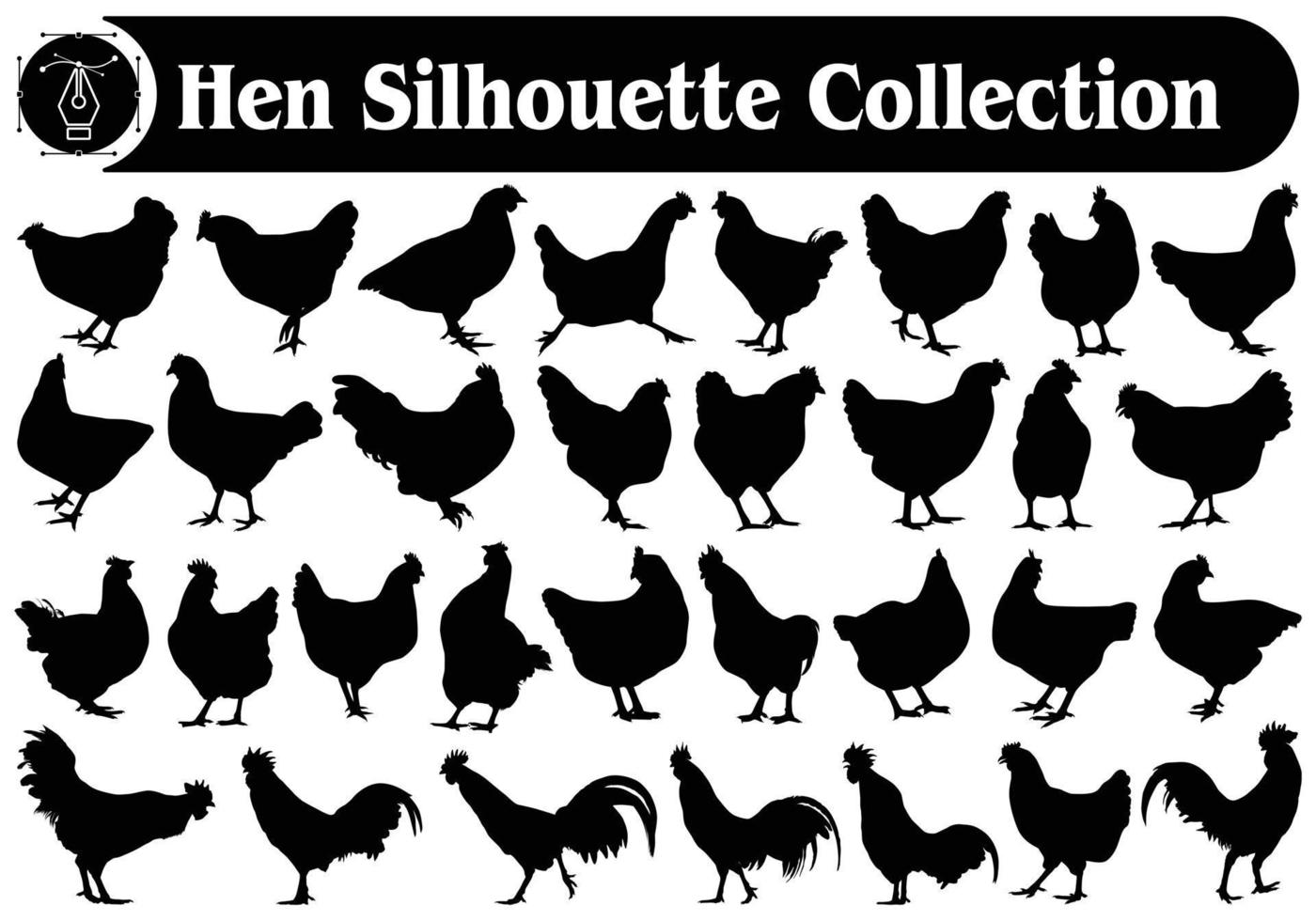 collection de vecteurs de silhouettes de coq ou de poule vecteur