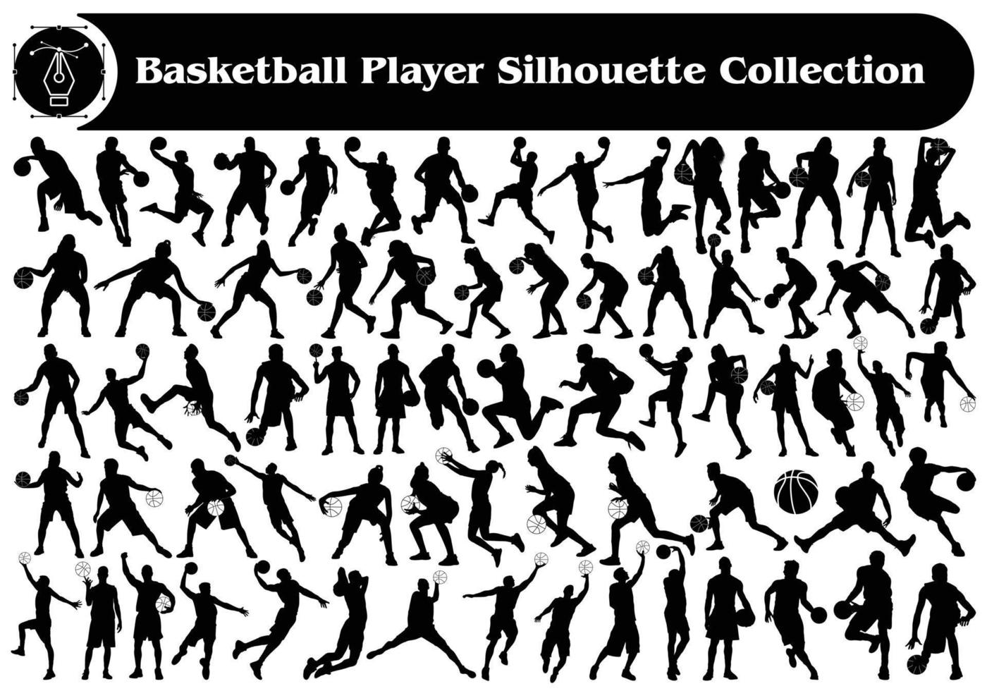 ensemble de vecteur de silhouette de joueur de basket-ball