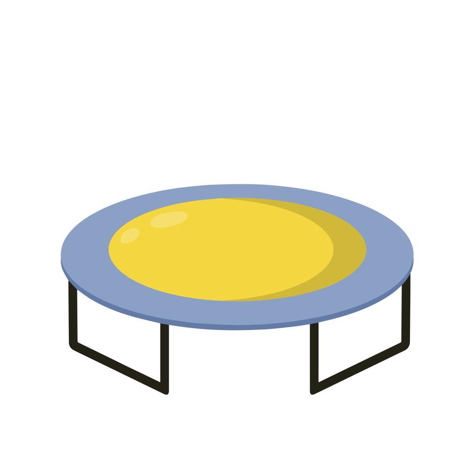 trampoline. équipements sportifs pour sauter. jouet jaune pour les loisirs et le divertissement des enfants. illustration de dessin animé plat isolé sur fond blanc vecteur