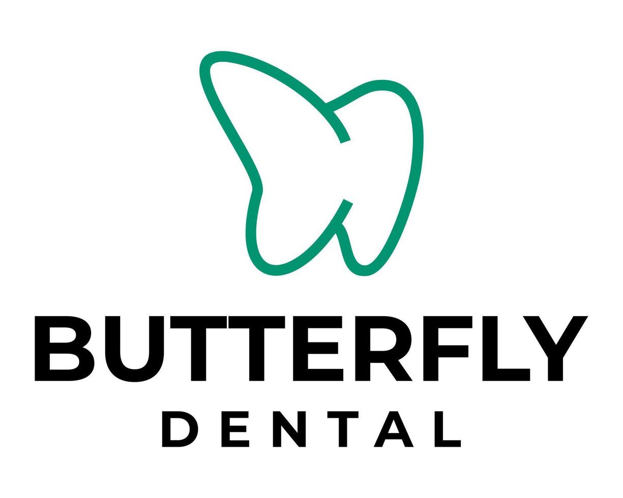 ailes de papillon et création de logo d'icône de dentiste. vecteur