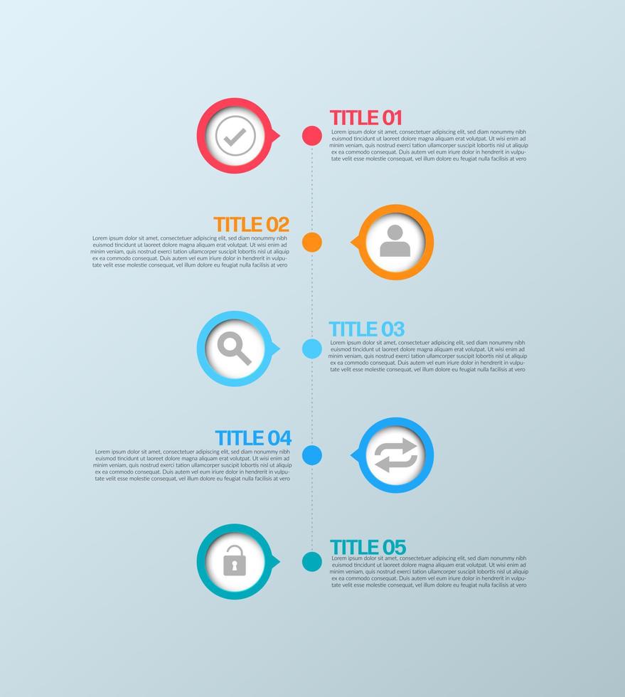 infographie d'entreprise. vecteur de conception d'infographie de chronologie. modèle d'options d'infographie abstraite. illustration vectorielle. concept d'entreprise avec 5 options, étapes ou processus.