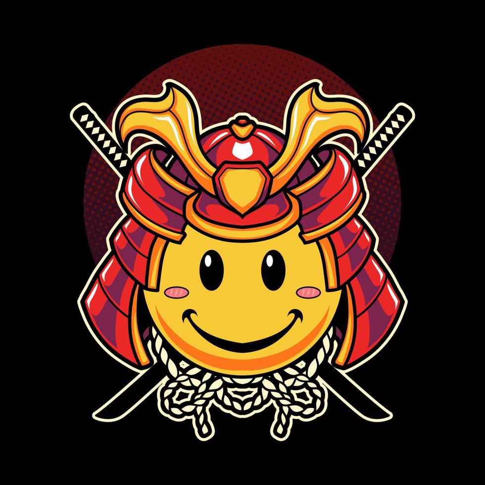 emoji samouraï mignon vecteur