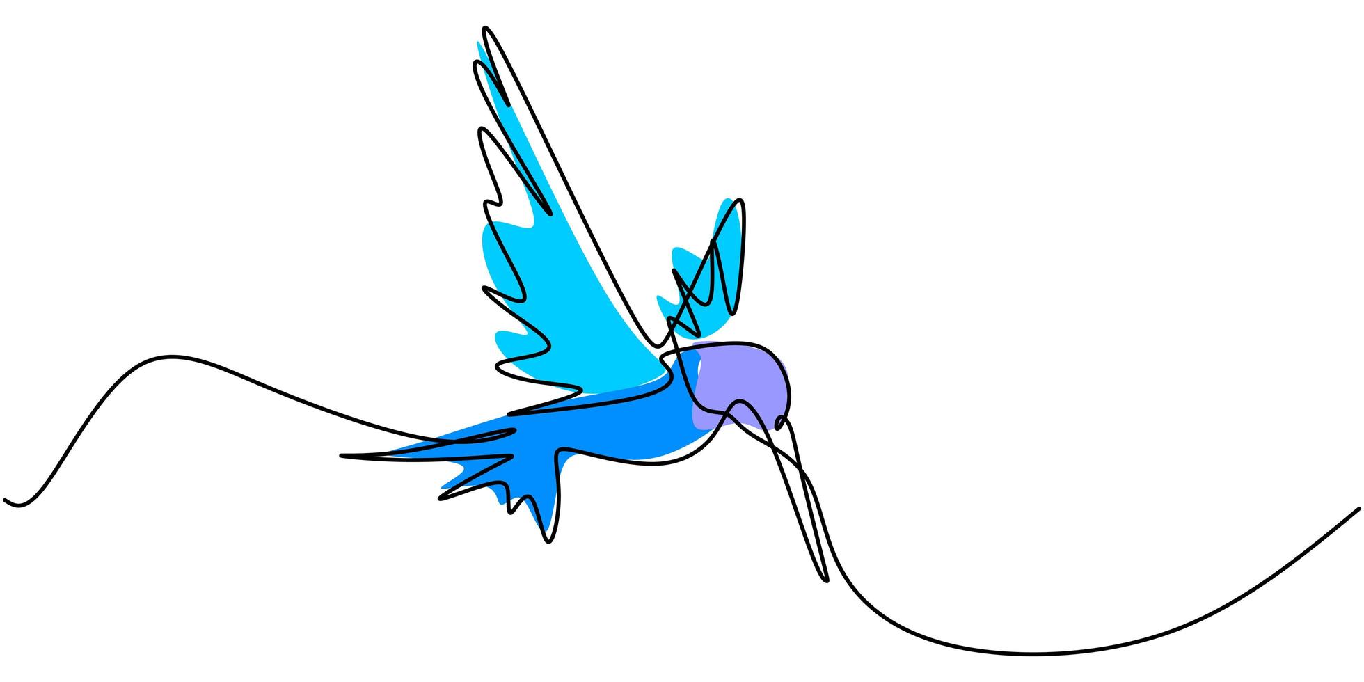 un dessin au trait continu de mignon colibri. oiseau tropical dessiné à la main. vecteur