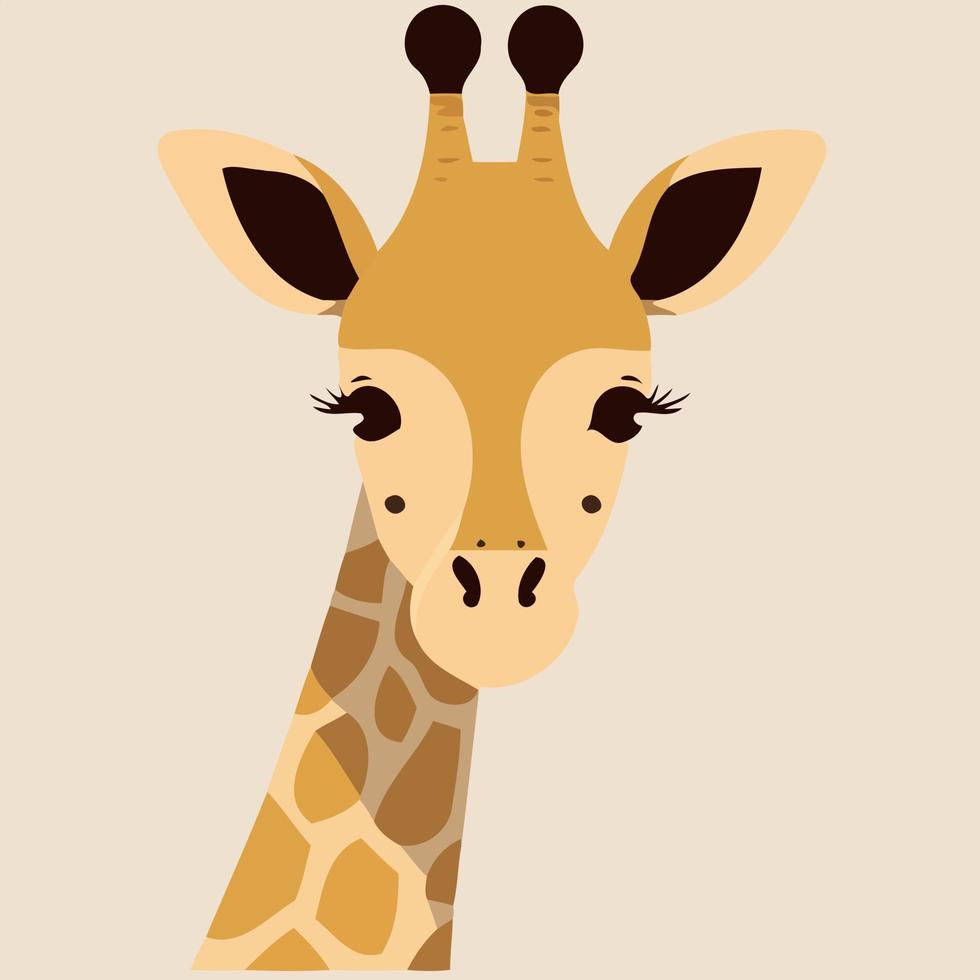 tête d'animal mammifère girafe mignon vecteur