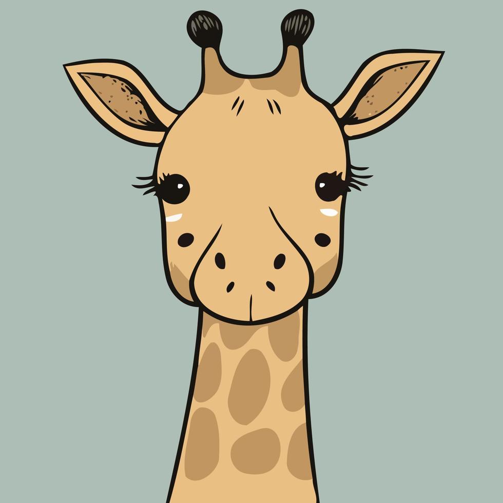 tête d'animal mammifère girafe mignon vecteur