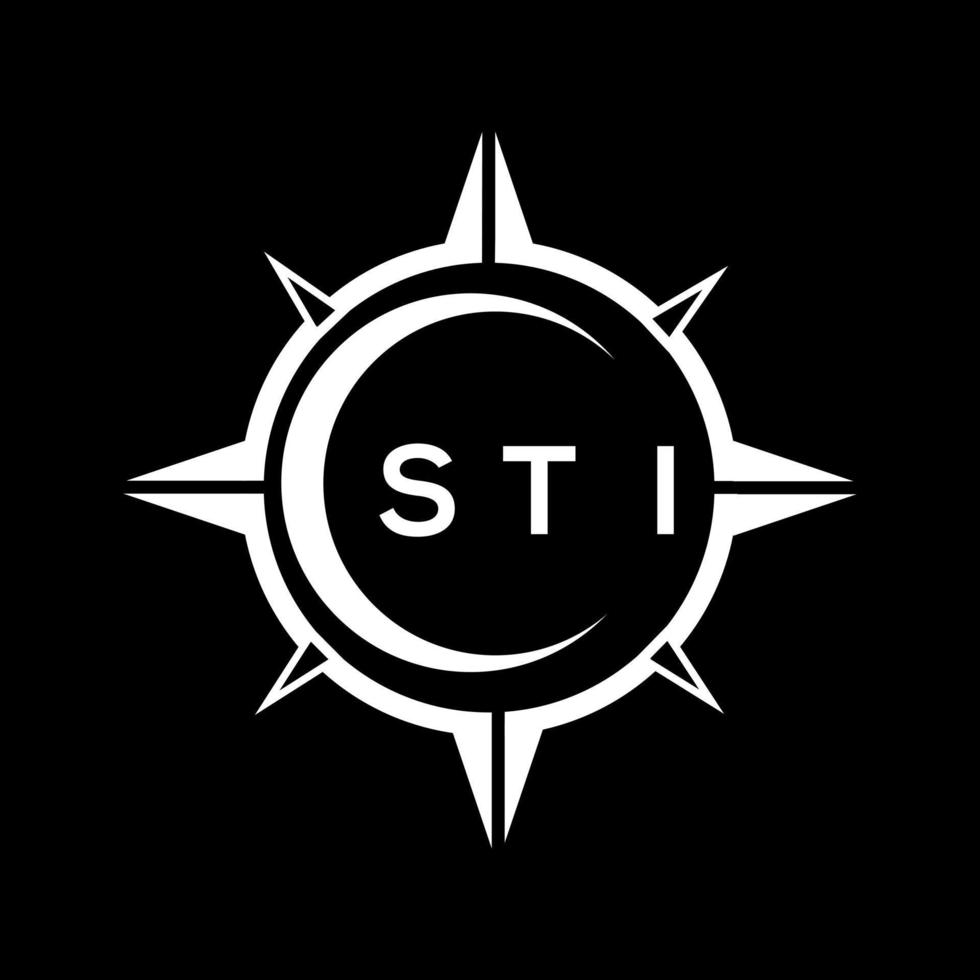 création de logo de technologie abstraite sti sur fond noir. concept de logo de lettre initiales créatives sti. vecteur