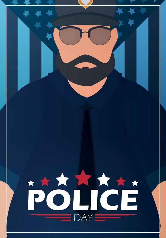 bannière de la journée de la police. policier en uniforme. illustration vectorielle. vecteur