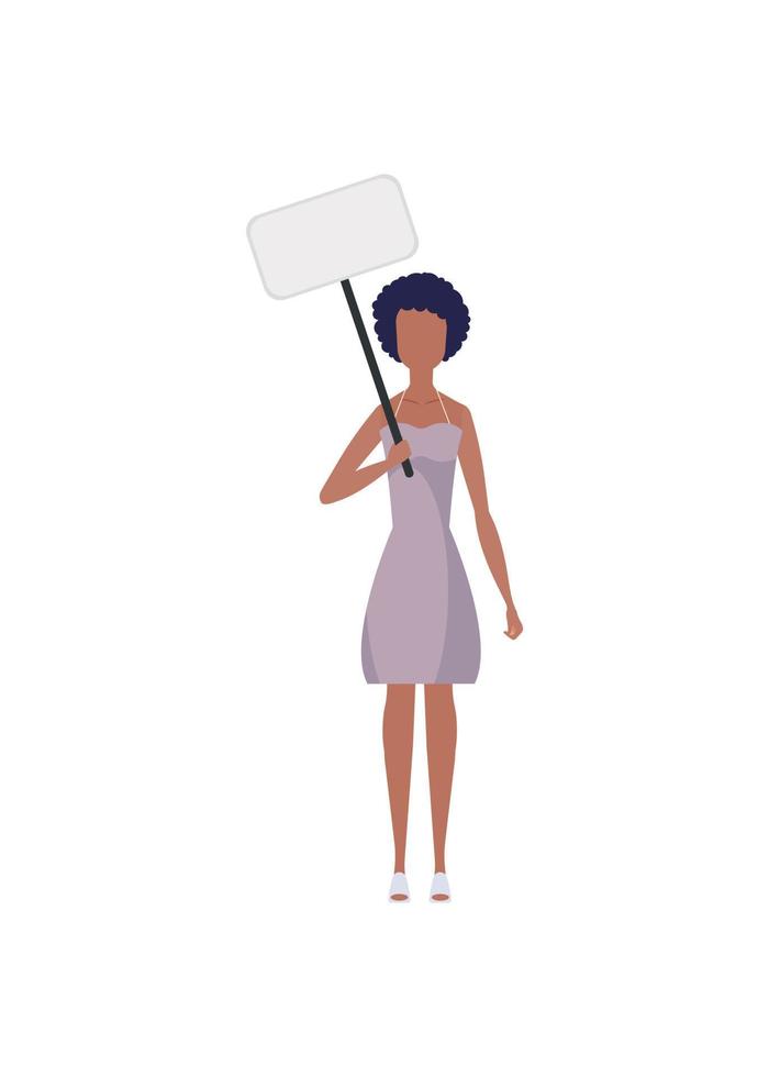 femme avec une bannière vide dans ses mains. le concept de protestation et de résistance publique. illustration vectorielle. vecteur