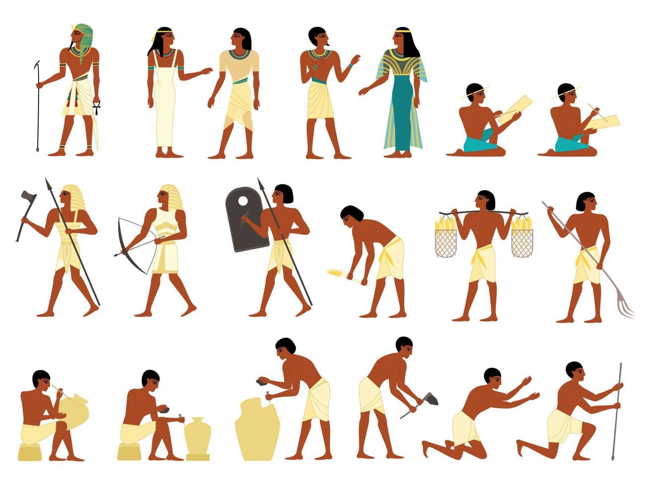 ensemble de personnes égyptiennes antiques vecteur