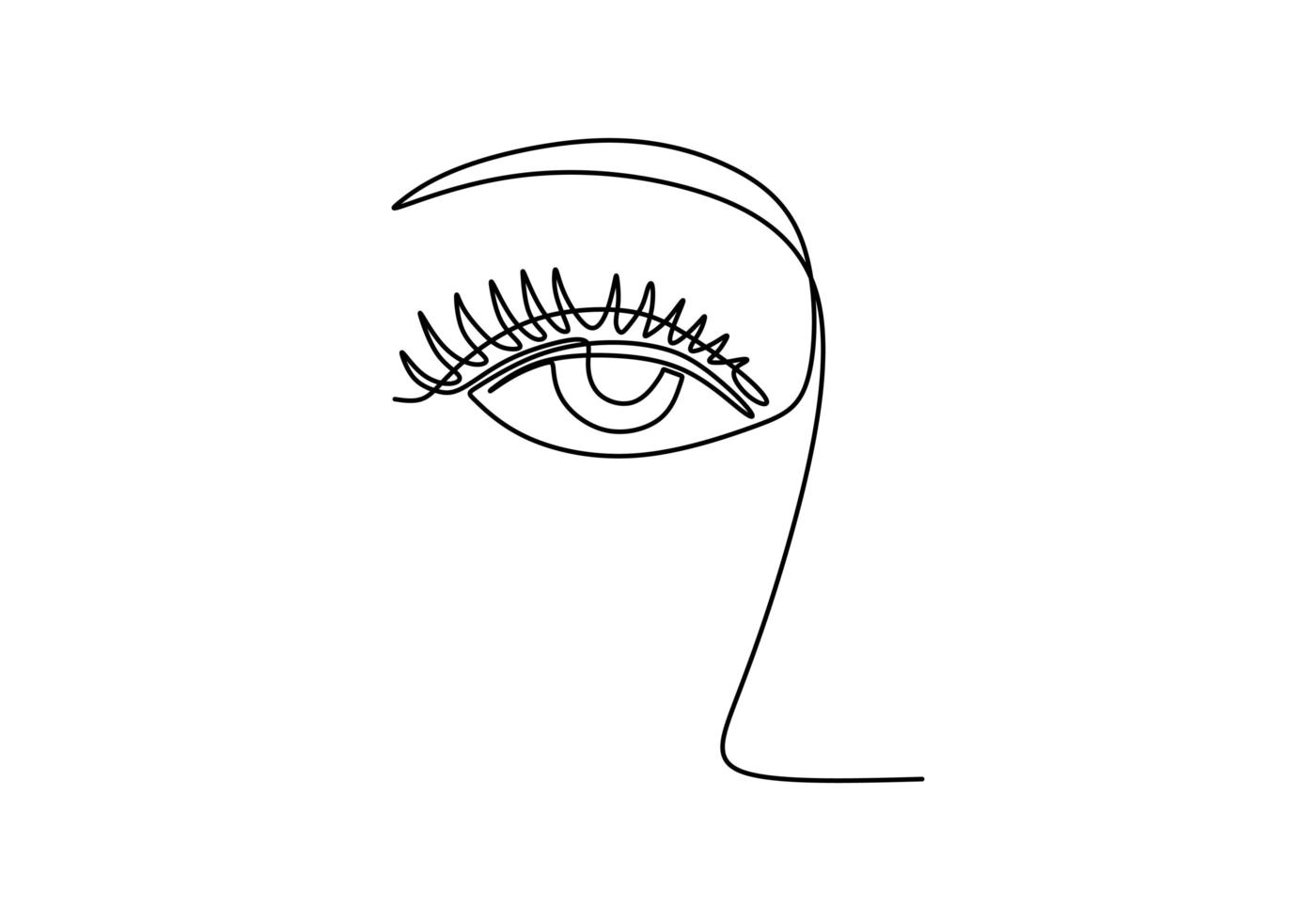 un dessin au trait continu d'esquisse linéaire minimaliste oeil femme. vecteur