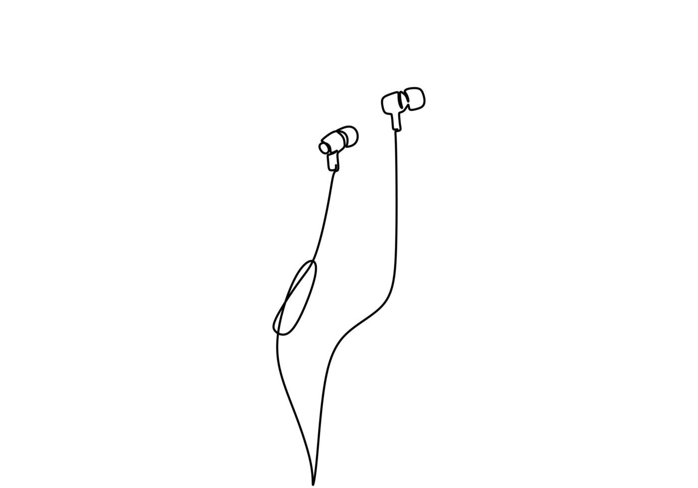 Un dessin au trait de gadget de dispositif de haut-parleur casque conception d'art en ligne continue isolé sur fond blanc vecteur