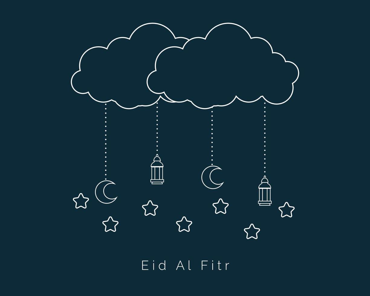 style de dessin au trait eid al fitr vecteur