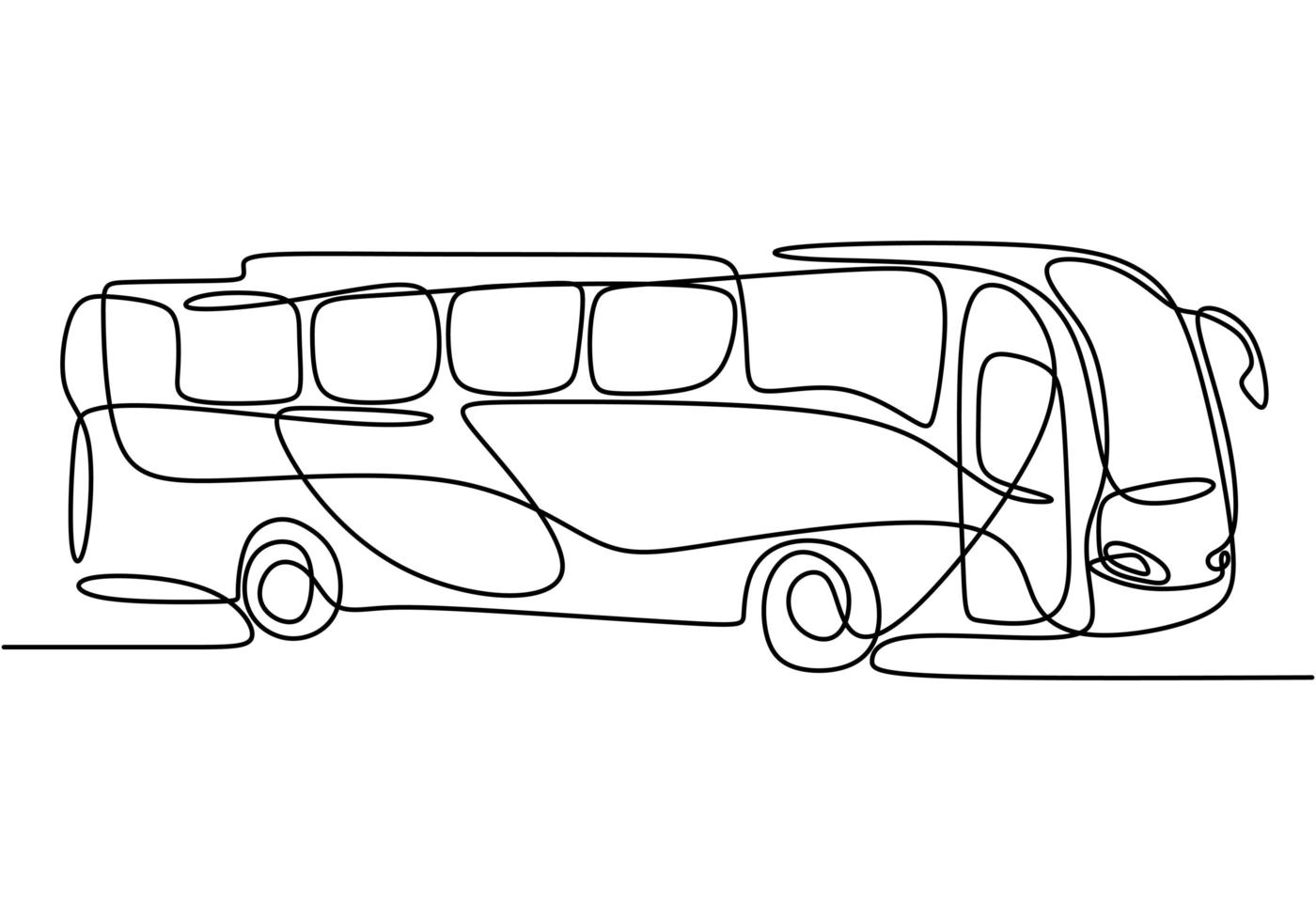 dessin de ligne continue unique d'autobus scolaire. régulièrement utilisé pour transporter des étudiants. retour au concept de l'école isolé sur fond blanc. style minimalisme. illustration de conception de vecteur