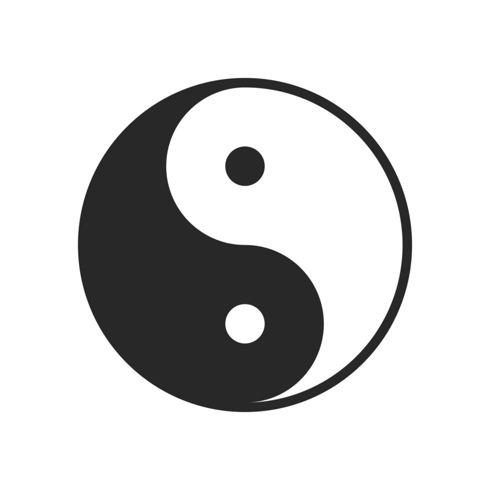 icône du logo cercle noir et blanc yin et yang. symbole yinyang d'harmonie et d'équilibre. vecteur