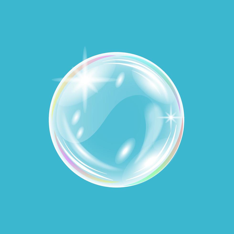 bulle de savon brillante arc-en-ciel. sphère vectorielle 3d transparente réaliste. vecteur