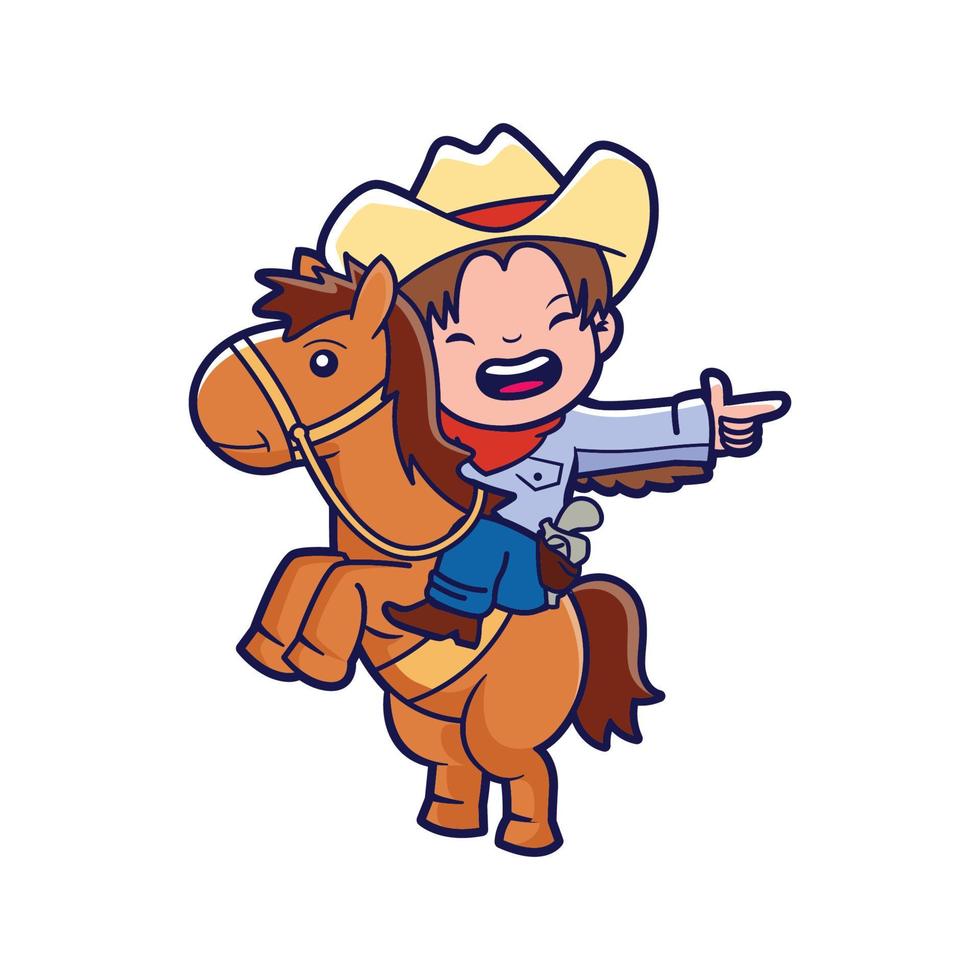 enfant mignon en costume de cow-boy, illustration de dessin animé vectoriel