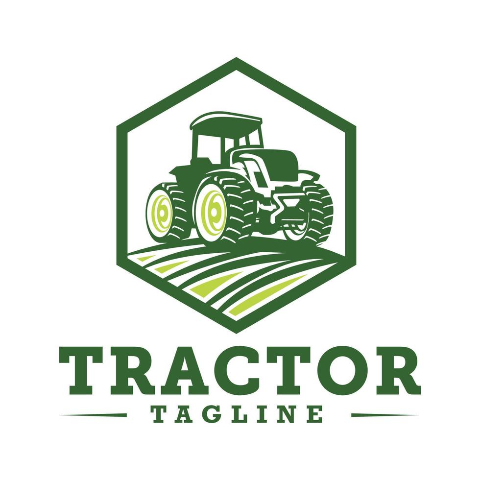 illustration du tracteur dans un modèle de logo de ranch. logo prêt à l'emploi avec fond blanc isolé. vecteur