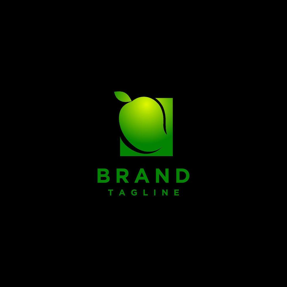 création simple de logo de mangue verte fraîche. création de logo minimaliste de mangue verte fraîche dans une boîte carrée. vecteur