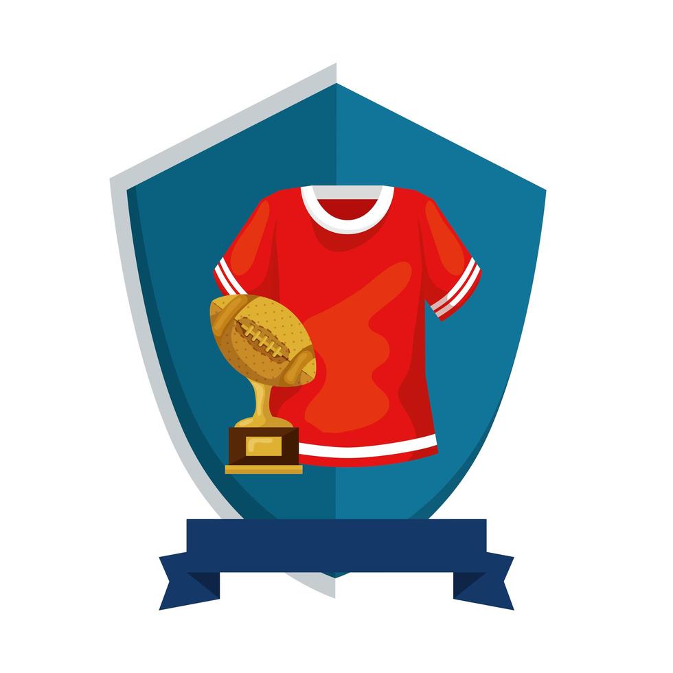 maillot de football américain avec trophée en icône isolé bouclier vecteur