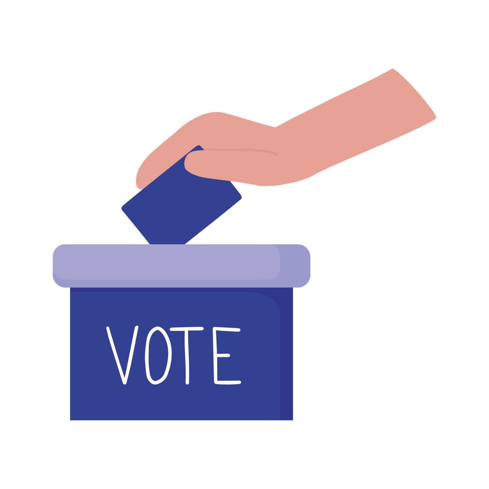 la main de la femme place un bulletin de vote dans une urne. concept électoral. illustration vectorielle design plat vecteur