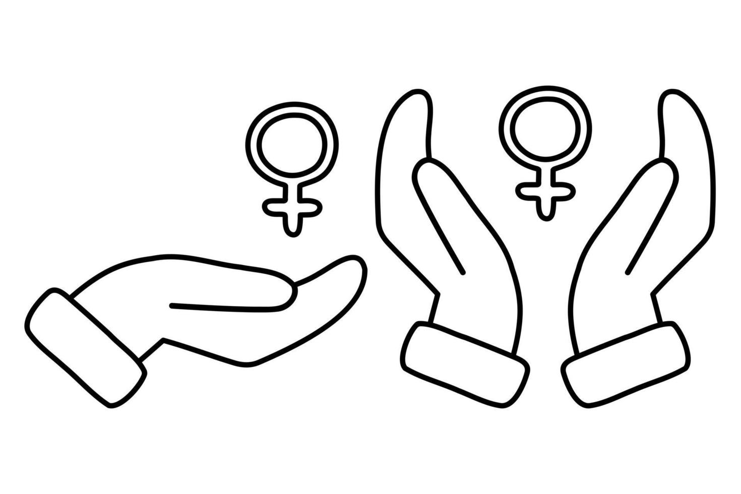un symbole de genre. signe féminin dans les mains. vecteur