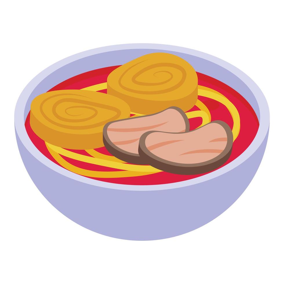 vecteur isométrique d'icône de soupe de ramen rouge. nourriture japonaise