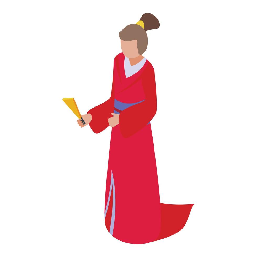 vecteur isométrique d'icône de geisha de musique. art féminin