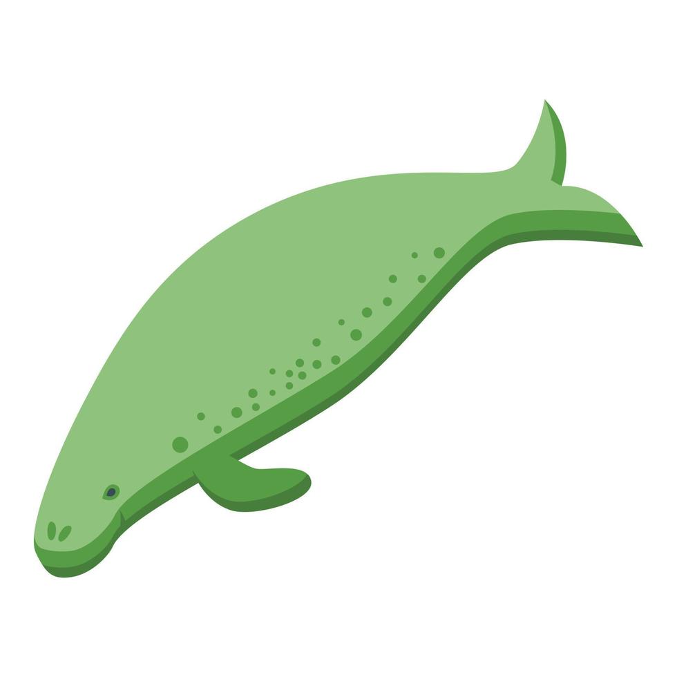 vecteur isométrique d'icône de dugong vert. Mer océan